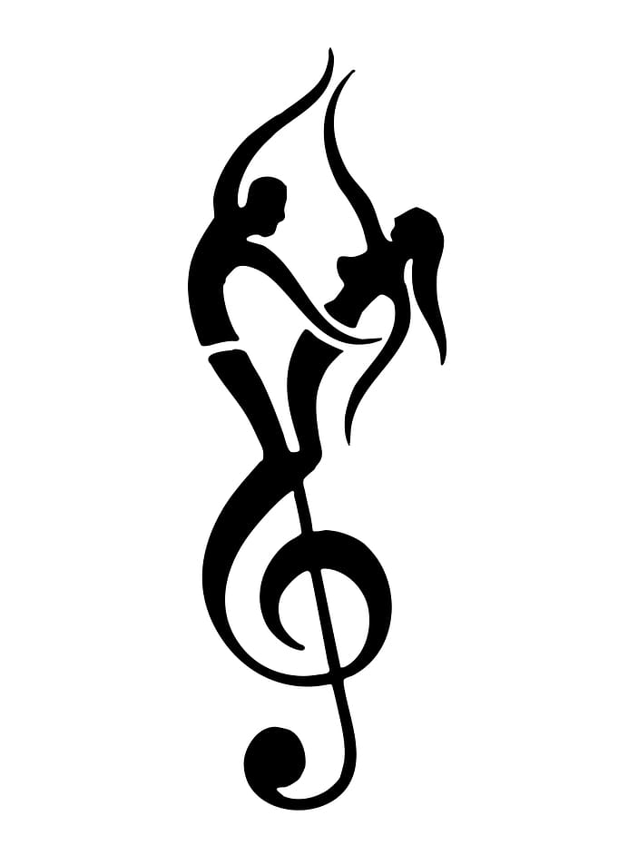 Dancing Couple on Treble Clef