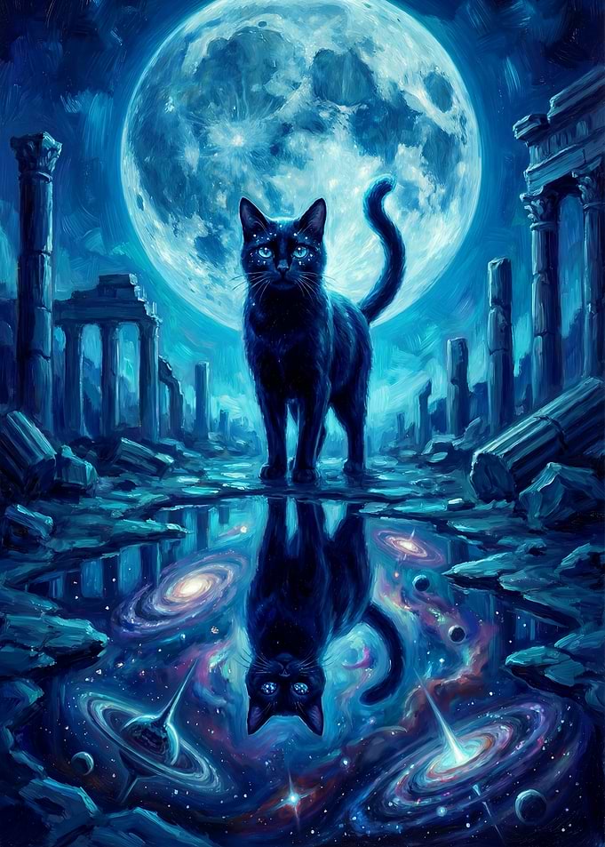Black Cat in Cosmic Ruins