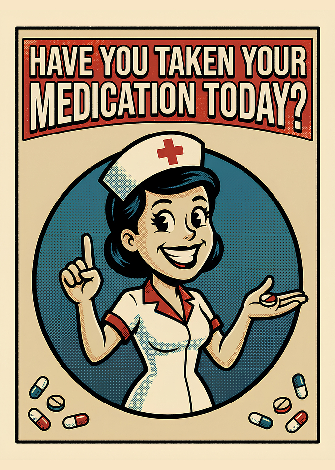 Retro Nurse Asking About Medication