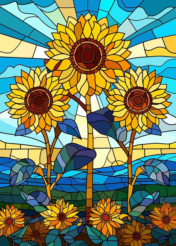 Stained Glass Sunflowers