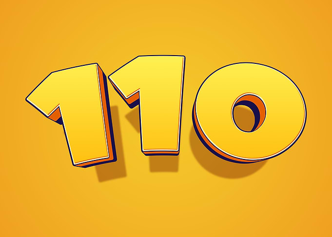 Yellow 3D Number 110