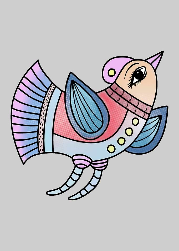 Whimsical Cartoon Bird Illustration