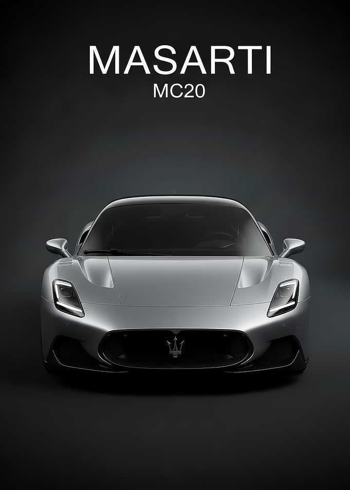 silver Maserati MC20 Sports Car