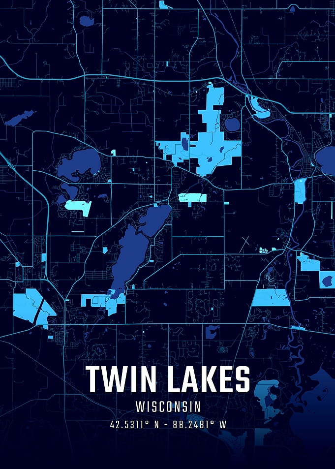 Twin Lakes Wisconsin Midnight City Map