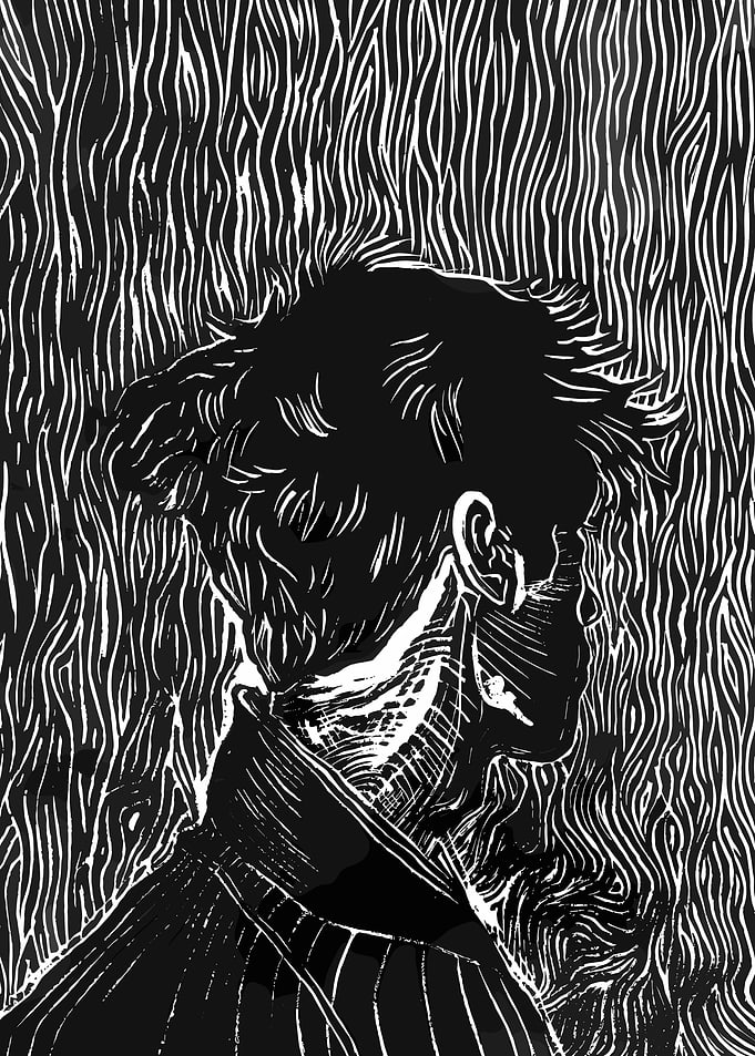 Man in Profile with Striking Background