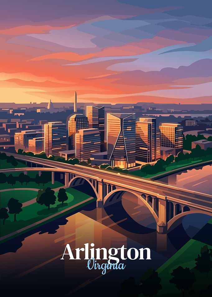 Arlington Virginia Skyline at Sunset