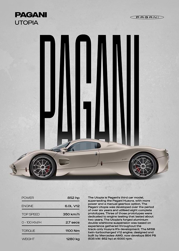 Pagani Utopia Car Poster