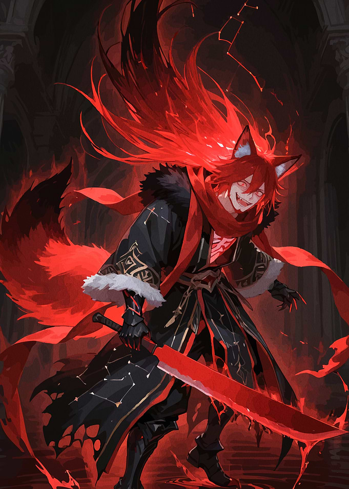 Fiery Fox Demon Warrior