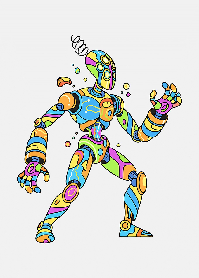 Colorful Abstract Robot Illustration
