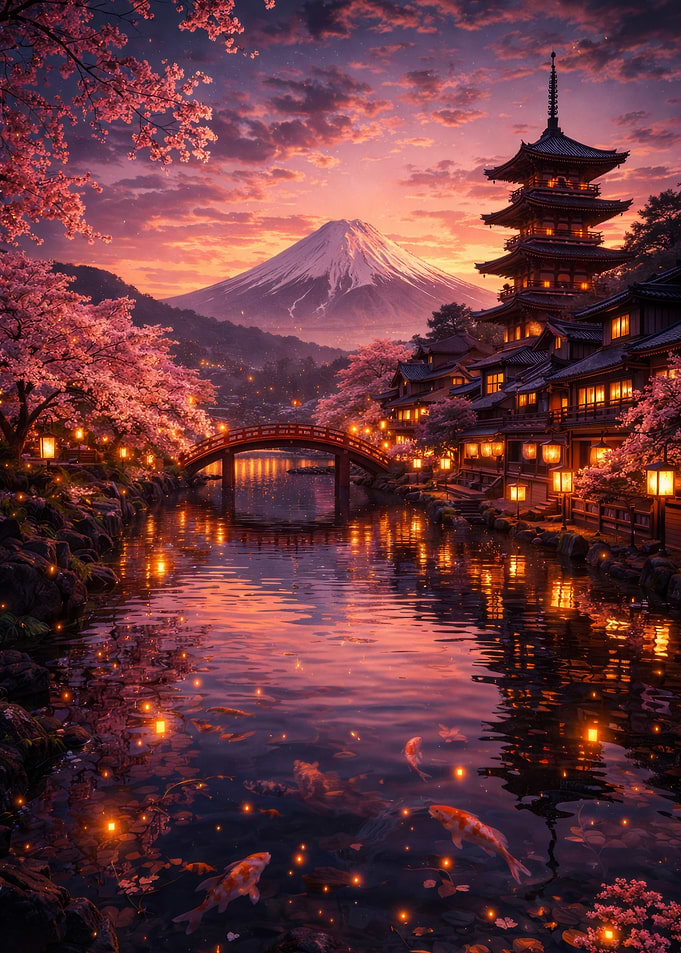 Japanese Village at Sunset