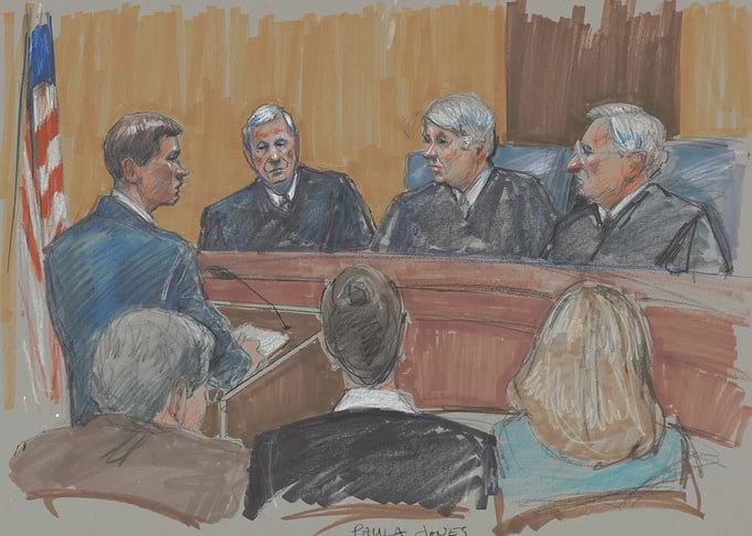 Courtroom Sketch of Legal Proceedings