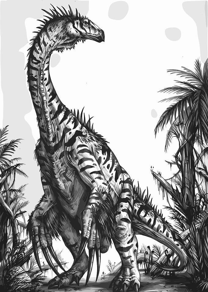 Dinosaur in a prehistoric jungle