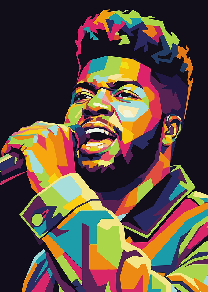 Khalid Singing in Vibrant Pop Art Style