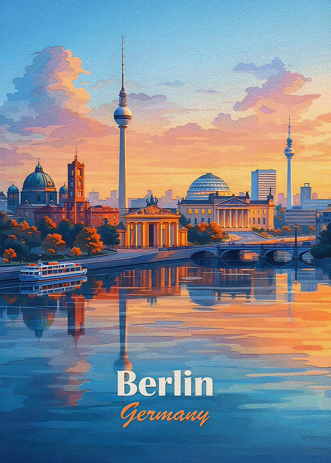 Berlin Skyline at Sunset
