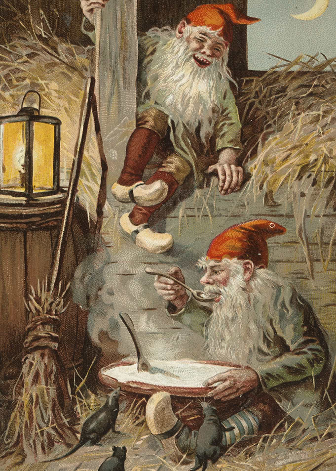 Gnomes in a Barn with Mice