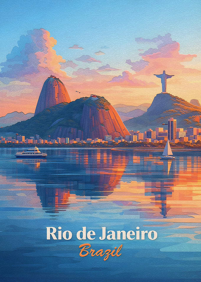 Rio de Janeiro Cityscape at Sunset