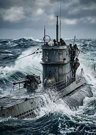 Submarine in rough seas