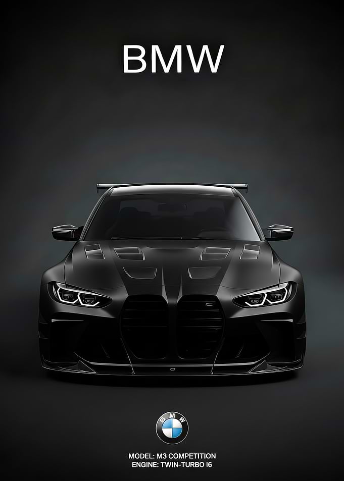 black sport BMW M3 Competition Poster