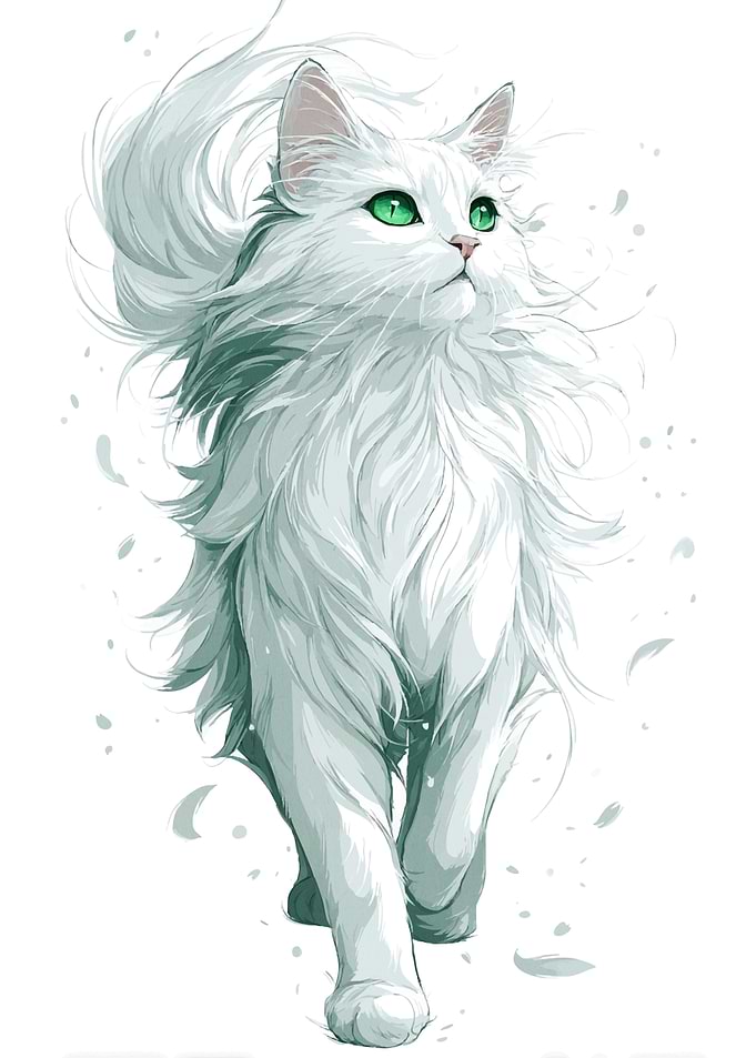 White Cat with Green Eyes