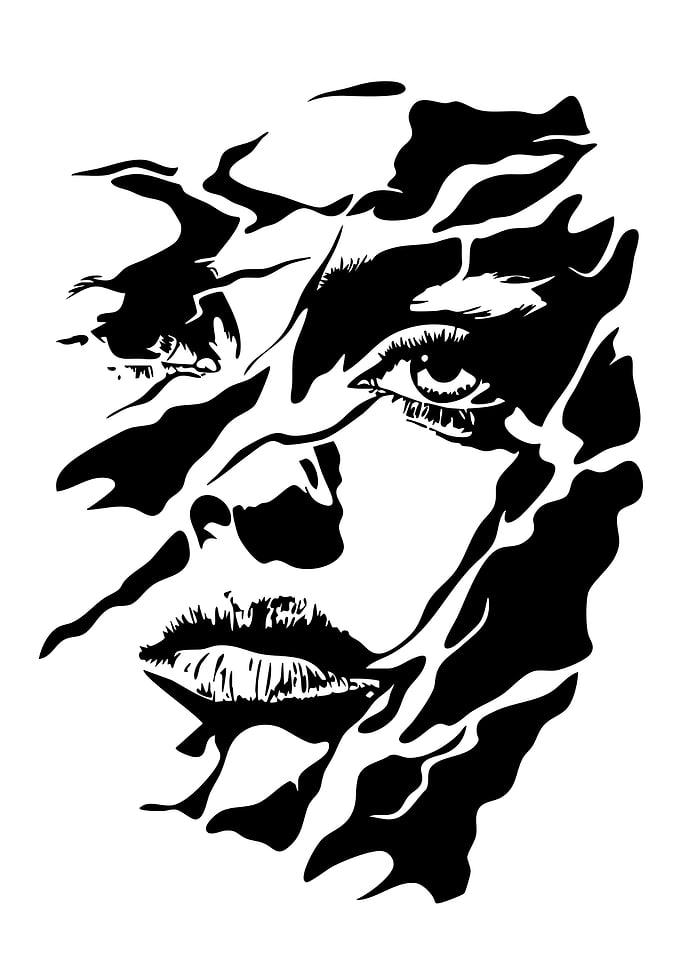 Abstract Face with Black and White Contrast