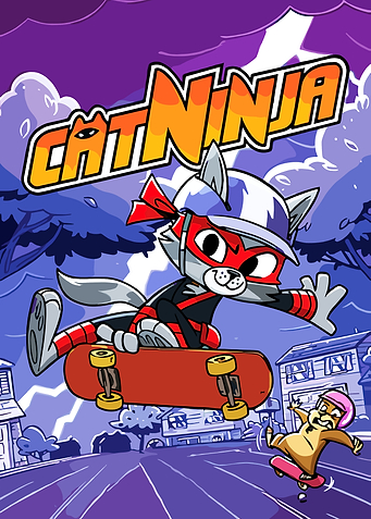 Cat Ninja Skateboarder