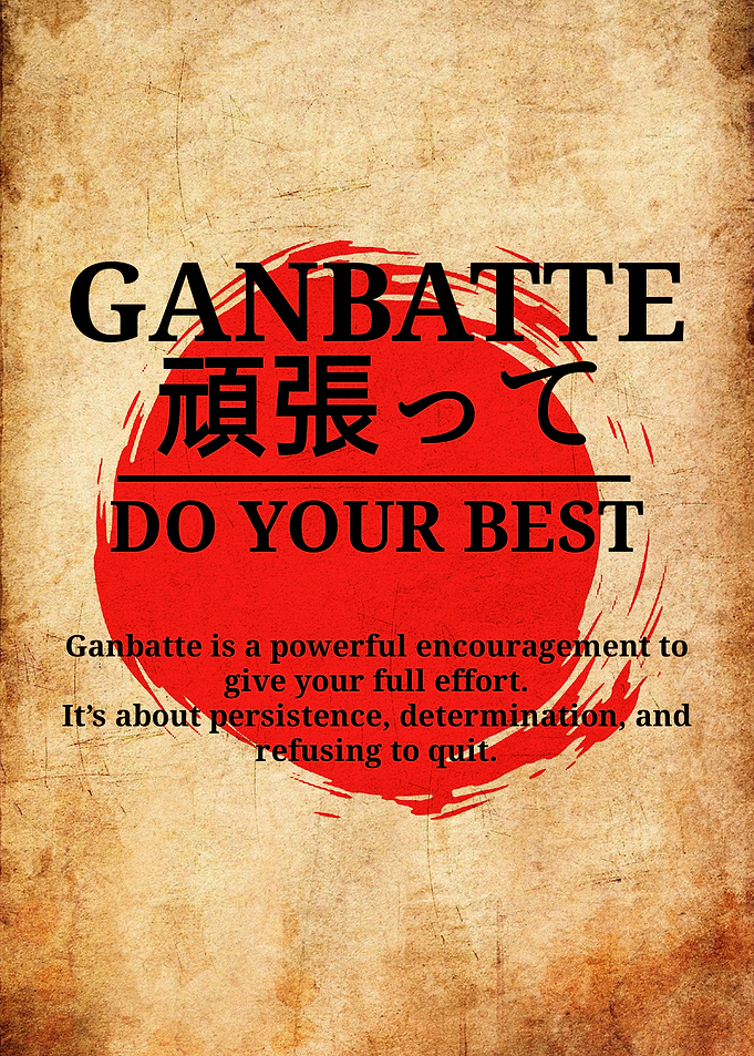 Ganbatte Do Your Best Japanese Poster
