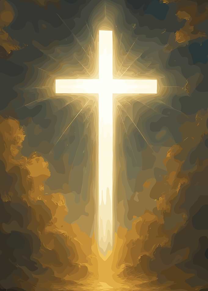 Glowing Cross in Dramatic Sky