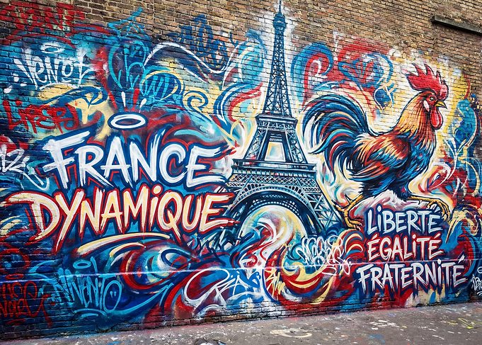 Graffiti of Eiffel Tower and Rooster