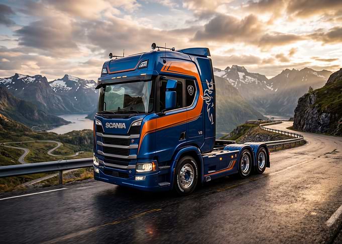 Scania Truck on Mountain Road