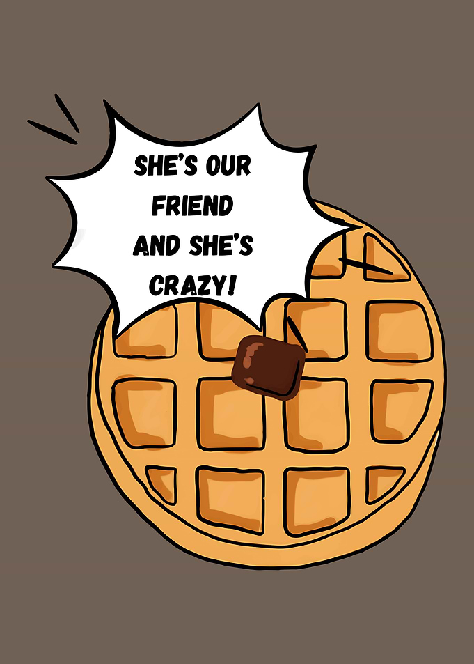 Waffle with Chocolate and Speech Bubble