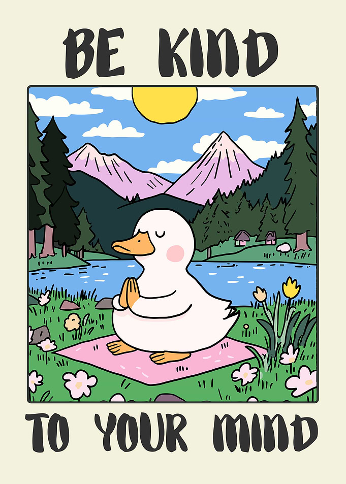 Cute Duck Meditating in Nature