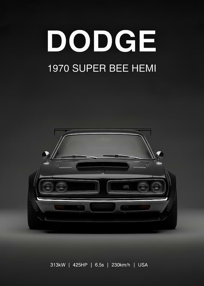 black old 1970 Dodge Super Bee Hemi