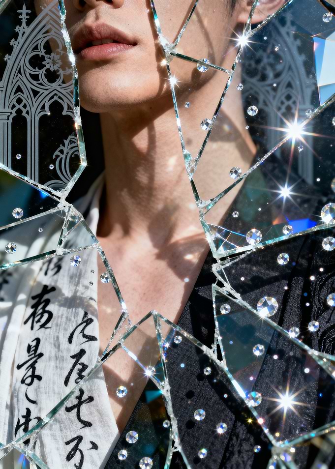 Person Behind Broken Mirror