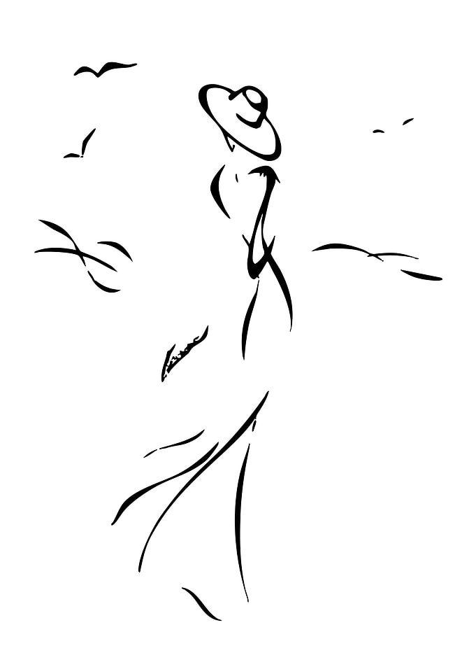 Woman in a Hat at the Beach