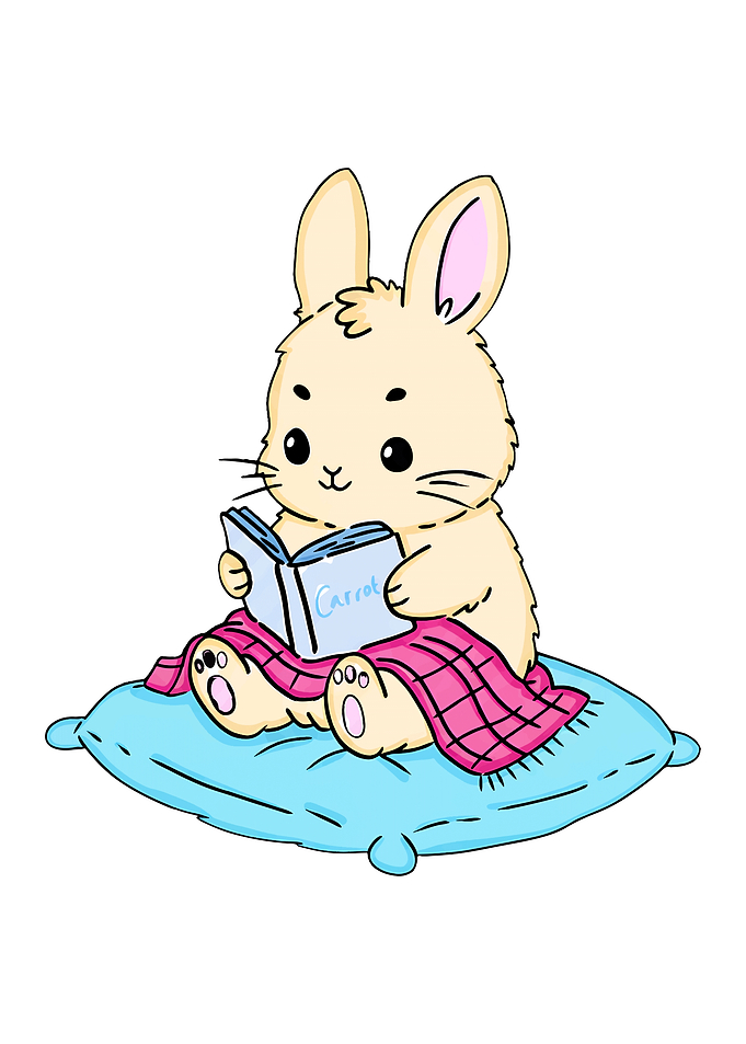 Cute Bunny Reading a Book