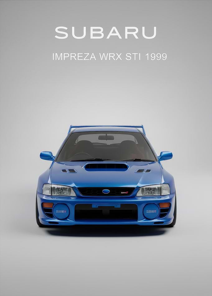 blue Subaru Impreza WRX STI 1999 Poster
