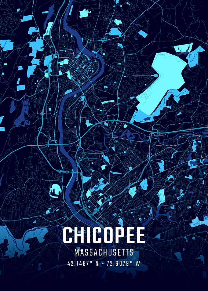 Chicopee Massachusetts Midnight City Map