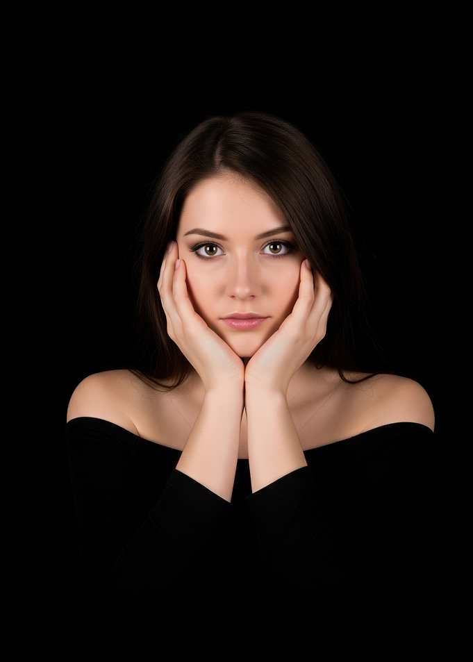 Woman with hands on face