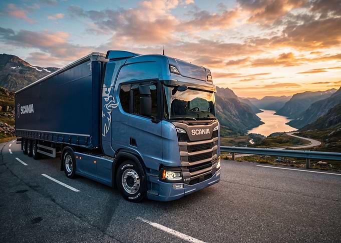 Scania Truck in Mountain Landscape