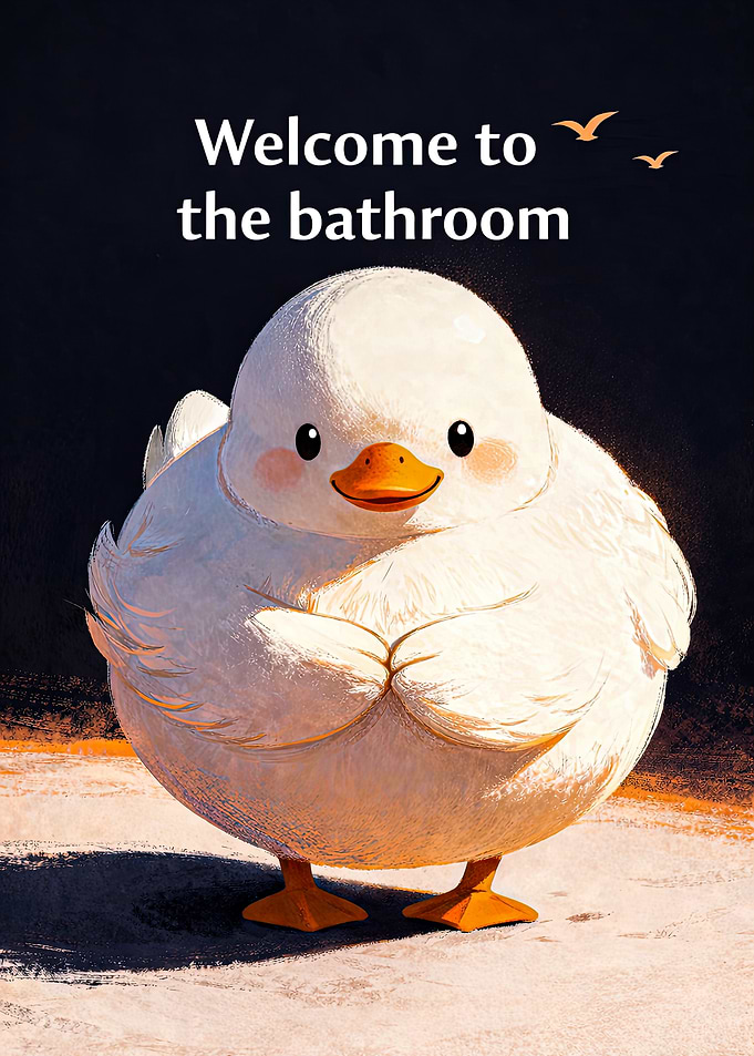 Cute Duck Welcome to the Bathroom