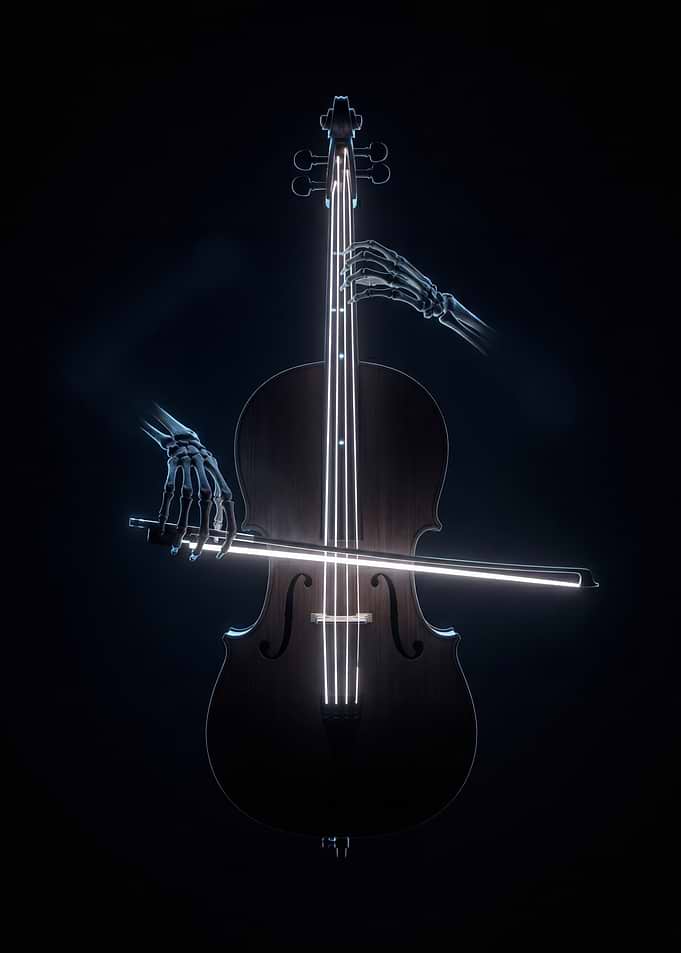 Skeleton Hands Playing Cello
