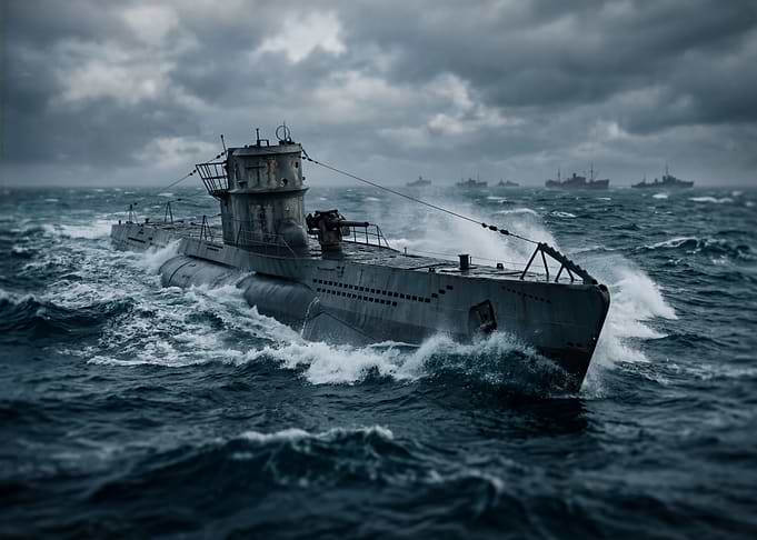 Submarine in rough seas