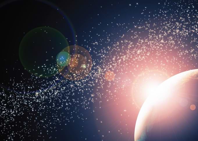 Cosmic Sunrise Over Alien Planet
