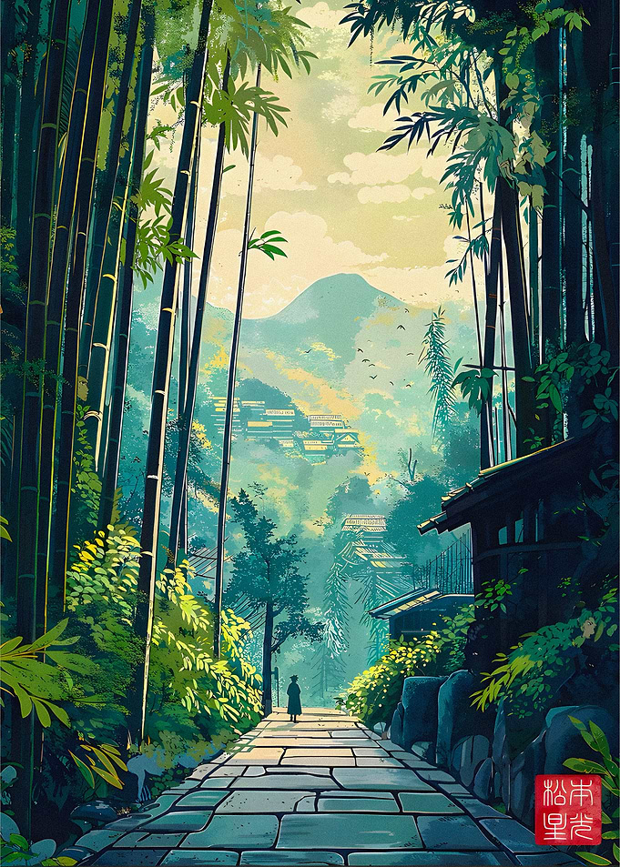Serene Bamboo Forest Path