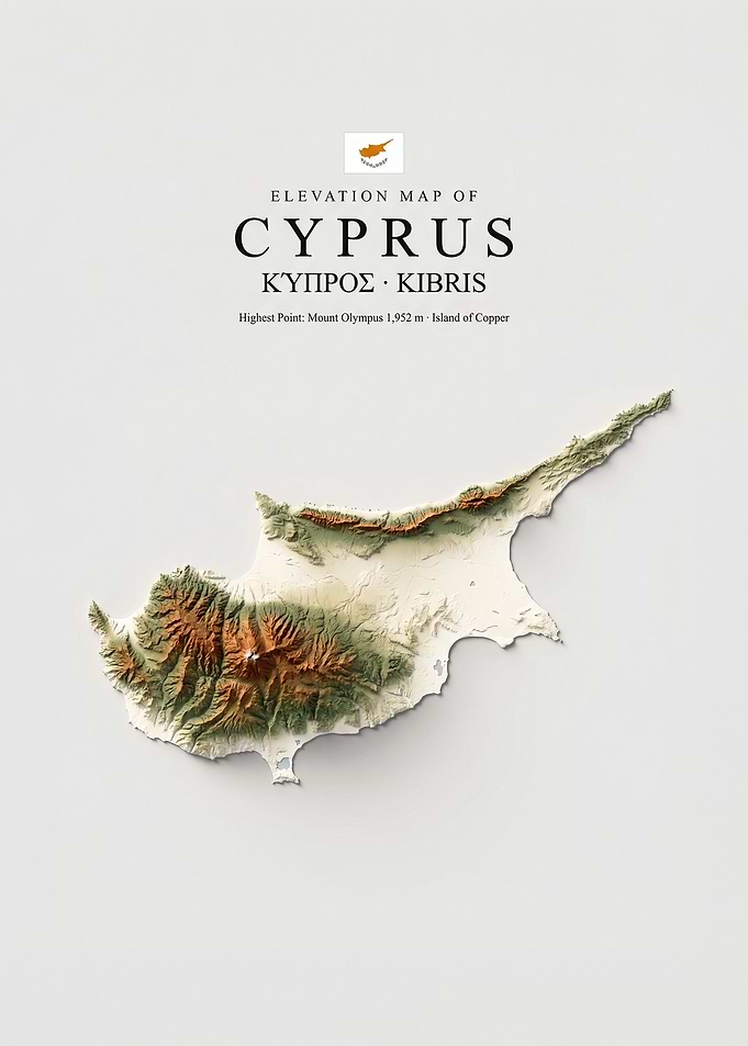 Elevation Map of Cyprus