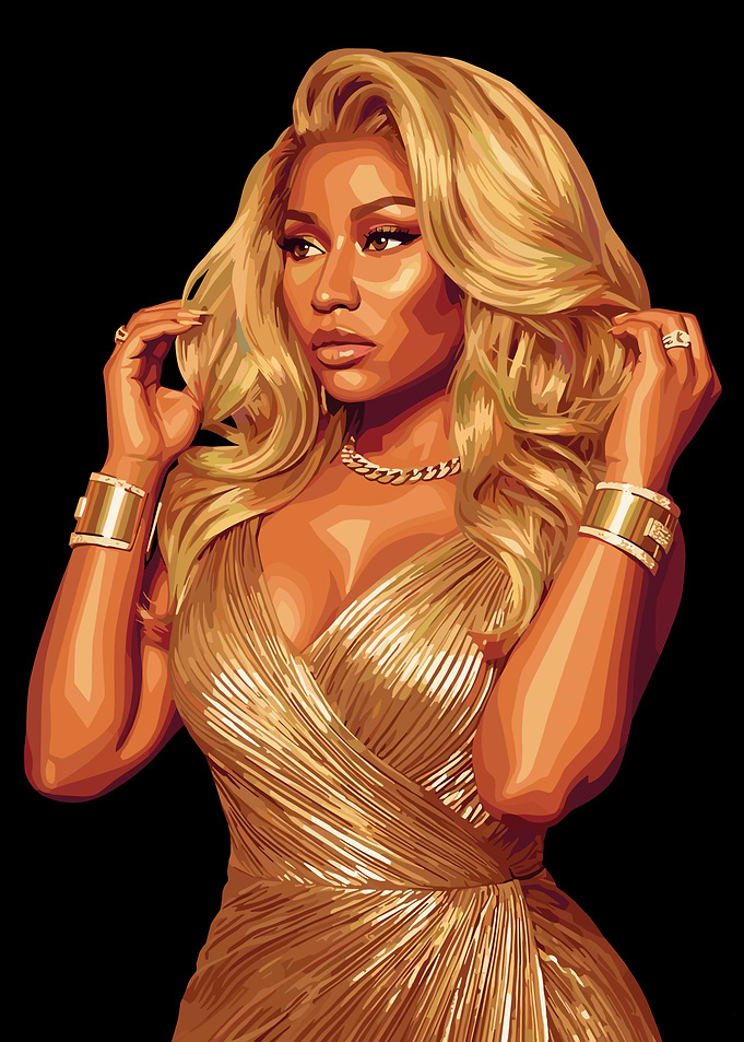 Nicki Minaj in a Gold Dress