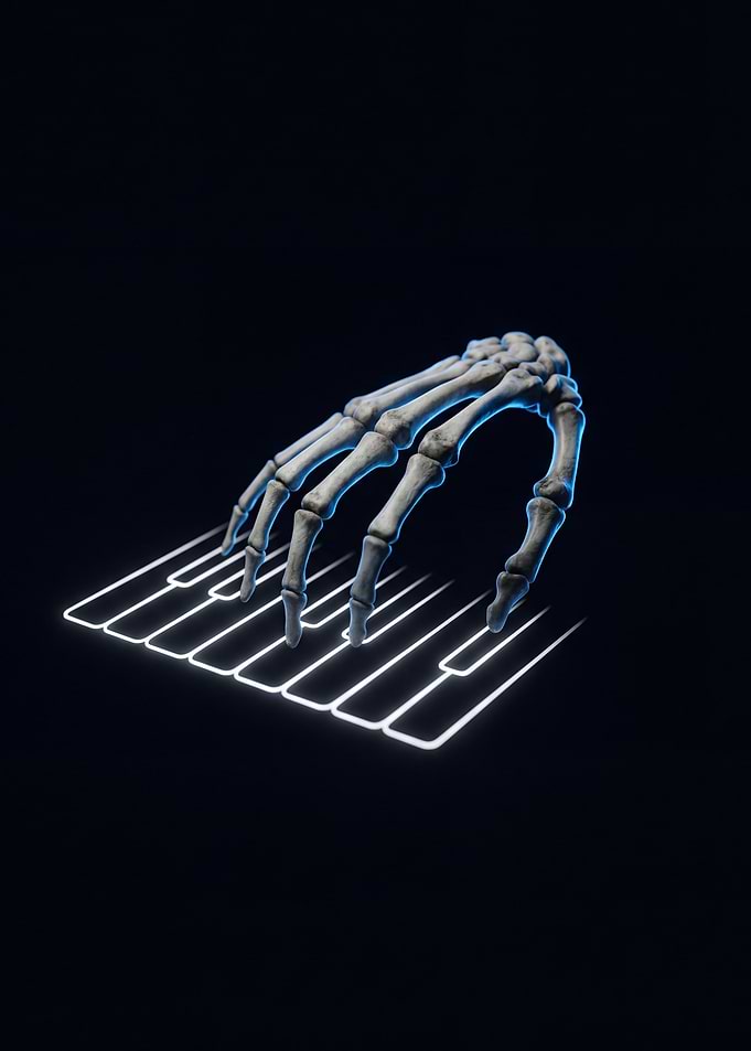 Skeleton Hand Playing Piano