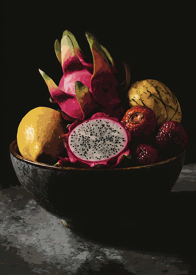 Exotic Fruit Bowl Still Life
