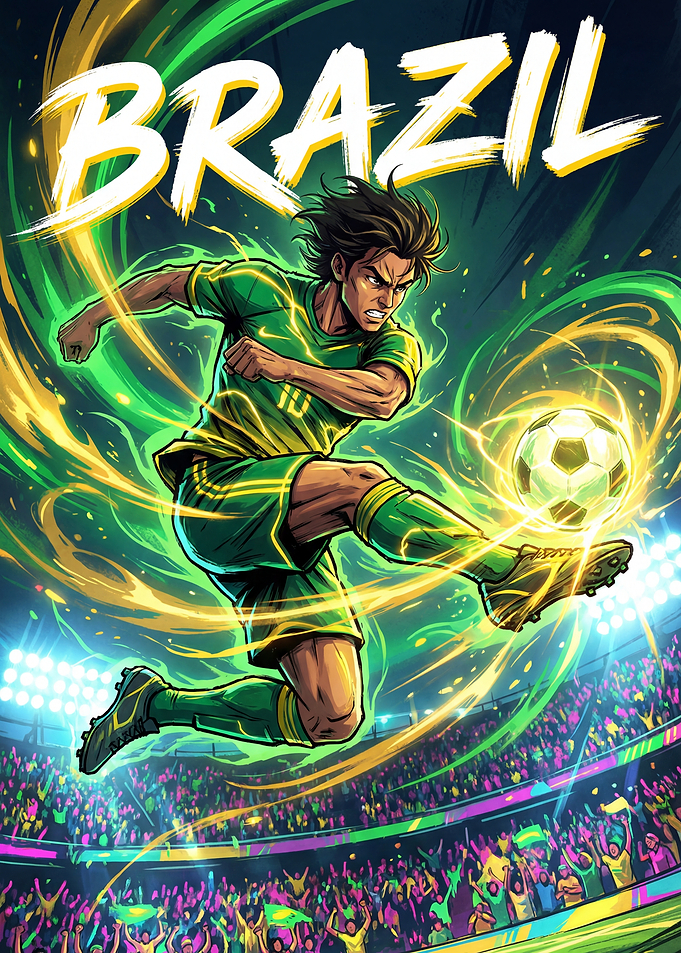 Brazil Soccer Player Kicking Ball