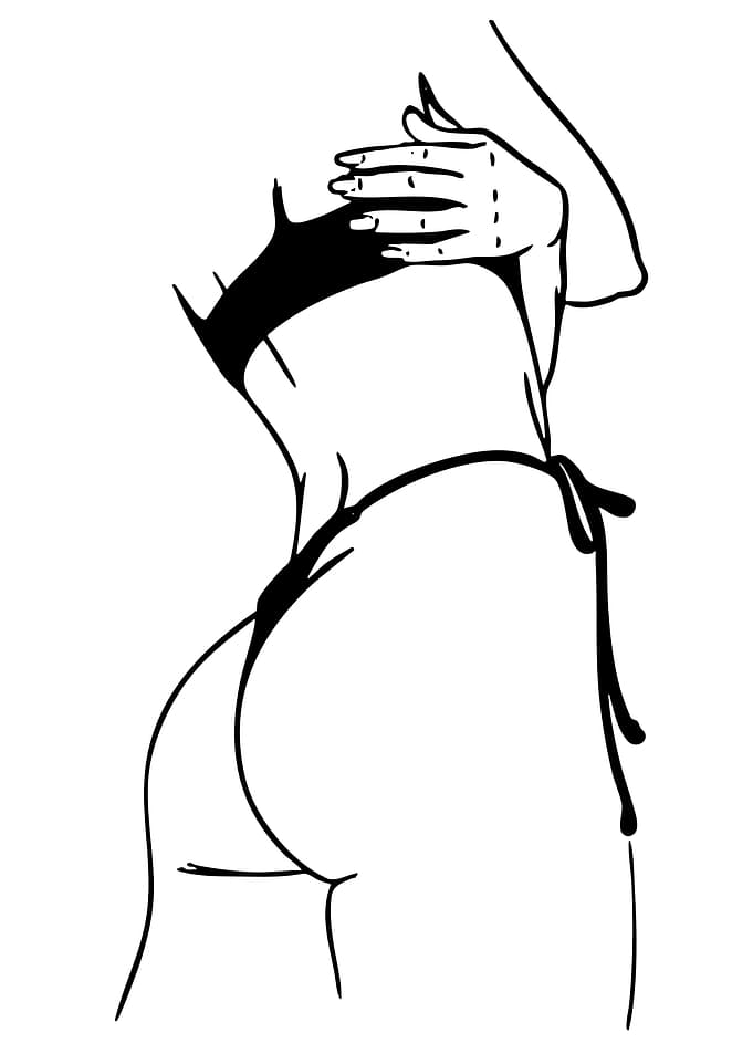 Minimalist Line Art of a Woman in Bikini